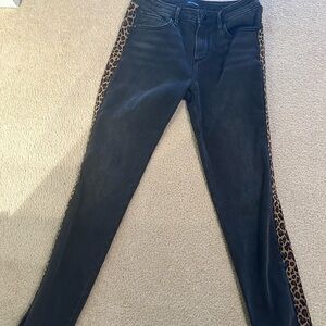 DRIFTWOOD Black Jeans with Leopard Print Accents